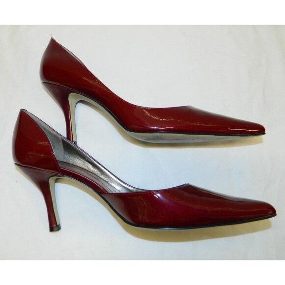 Anne Klein Womens Red Patent Leather Pointed Toe Heels Size 8M Low 3" Heel - Picture 3 of 15
